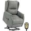 Dual Motor Power Lift Recliner Chair with Remote Control, Side Pockets & Faux Leather, Grey