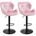 Set of 2 Adjustable PU Bar Stools with Tufted Back, Pink