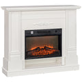 46" Electric Fireplace with Mantel and Shelf, 1400W Freestanding Fireplace Heater with Realistic Log and Flame Effect, Remote Control, 6H Timer, for Living Room, White