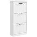 Slim Shoe Storage Cabinet with 3 Flip Drawers & Adjustable Shelves for 15 Pairs, White