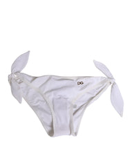Women's White Side Tie Logo Bikini Bottom Underwear Polyamide Clothing
