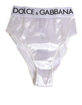 White Satin High-Waist Brief Logo Women Underwear Acetate Clothing