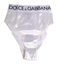 White Satin High-Waist Brief Logo Women Underwear Acetate Clothing