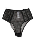 Women's Black Lace Polka Dot Mesh High Waist Underwear Dots Polyamide Clothing