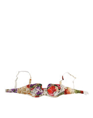 Women's Floral Print Semi Padded Balconette Bra Underwear Silk Clothing