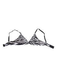 Women's Black White Zebra Print Sheer Mesh Bralette Underwear And Silk Clothing
