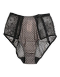 Women's Black Sheer Polka Dot Lace High Waist Underwear Polyamide Clothing
