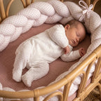 Handmade Crib and Bed Bumper Braid - Lunar White Pink