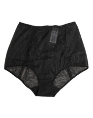 Women's Black High Waist Mesh Sheer Shapewear Underwear Polyamide (nylon) Clothing
