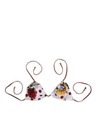 Women's White Red Polka Dot Floral Print Triangle And Polyamide Clothing