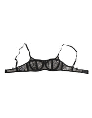 Women's Black Floral Lace Sheer Underwire Bra Underwear Polyamide (nylon) Clothing