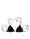 Women's Black Embroidered Triangle Swimwear Underwear Polyamide Clothing