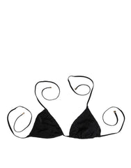 Women's Black Embroidered Triangle Swimwear Underwear Polyamide Clothing