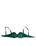 Women's Green Satin Semi-Padded Underwire Musk Underwear Silk Clothing