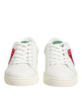 Women's White Leather Rose Embroidery Low-Top Shoes Calf