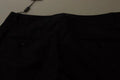 Women's Striped Virgin Wool Blend Trousers Black Silk