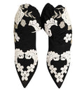 Women's Floral-Embroidered Jersey Stiletto Boot Black Viscose Elastane