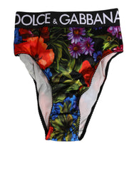 Women's Multicolor Floral Print High Waist Panty Underwear Nylon Clothing
