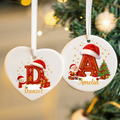 Personalizado Santa Claus muñeco de nieve sombrero de Santa Inicial de cerámica ornamento de Navidad con el nombre de decoración del árbol de casa Regalo de Navidad para los amigos de la familia