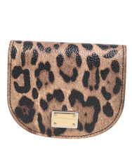 Women's Leopard Print Calf Leather Coin Purse Brown