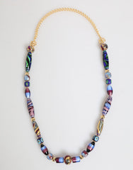 Women's Multicolor Murano Glass Beads Gold Brass Chain Jewelry Necklace Zamak +