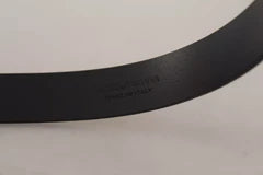 Men's Calf Leather Silver Tone Black Metal Buckle Belt