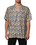 Men's Cream Cotton Silk Hawaii Scallop Shell Print Shirt