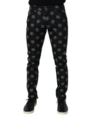 Men's Black Dg Monogram Cotton Skinny Denim Jeans Elastane Clothing