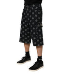 Black Monogram Denim Cargo Men Bermuda Short Cotton Elastane