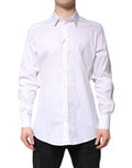 Men's White Cotton Collared Gold Formaldress Shirt Nylon Elastane