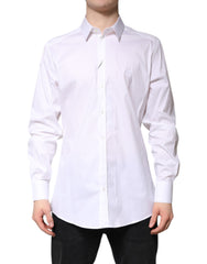 Men's White Cotton Collared Gold Formaldress Shirt Nylon Elastane