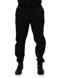 Men's Cotton Stretch Casual Trousers Black Elastane Polyester