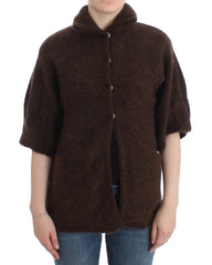 Unisex Brown Mohair Knitted Cardigan