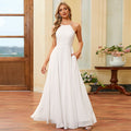 Bridal Wedding Dress Ivory Spaghetti Straps Long Scoop A-line