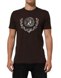 Brown Coin Laurel Print Men Crew Neck T-Shirt Cotton