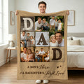 Cálida manta personalizada con diseño de collage de fotos y texto Uso diario Cumpleaños Día del Padre Regalo para papá Abuelo