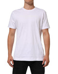 Men's White Cotton Crew Neck Short Sleeves T-Shirt