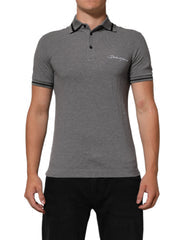 Men's Logo-Embroidered Cotton Polo Gray
