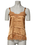 Women's Brown Floral Lace Silk Satin Tank Lingerie Underwear Cotton Elastane Nylon Clothing