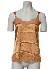 Women's Brown Floral Lace Silk Satin Tank Lingerie Underwear Cotton Elastane Nylon Clothing
