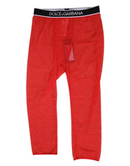 Women's Red Logo Lace Tight Midi Trousers Underwear Nylon Elastane