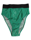 Women's Green Dg Logo Lace High Brief Panty Underwear Cotton Clothing
