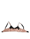 Women's Beige Silk Heart Print Soft Cup Bra Underwear Cotton Clothing