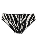 Women's Zebra-Print Silk Slip Briefs Black Elastane Bodysuits