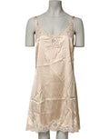 Women's Nude Chemise Lingerie Silk Blend Lace Trim Dress
