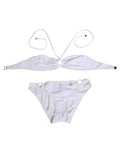 Women's White Logo Swimsuit 2 Piece Top Bottom Swimwear 25+pa