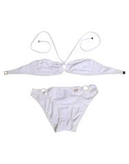 Women's White Logo Swimsuit 2 Piece Top Bottom Swimwear 25+pa