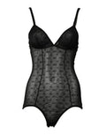 Women's Black Nylon Stretch Bodysuit Lingerie Underwear 08+pa Clothing