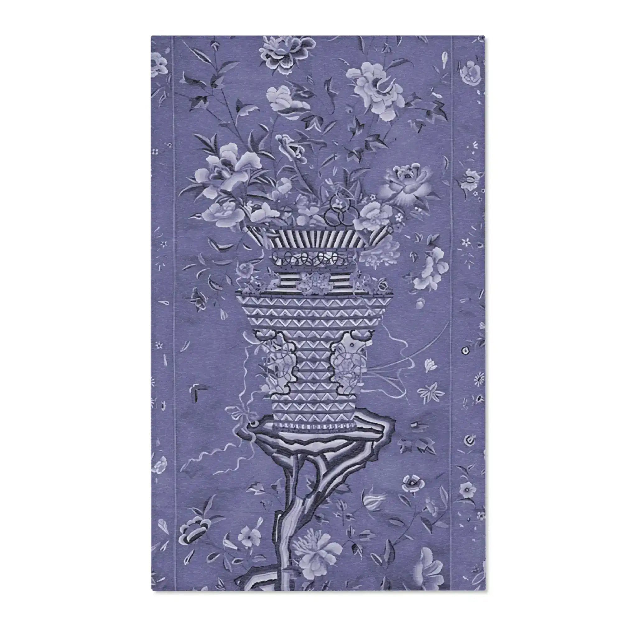 Floral Vase on Lavender Blue Accent Rug