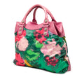Lambskin and Satin Floral Print Motocross Giant 21 Brief Satchel